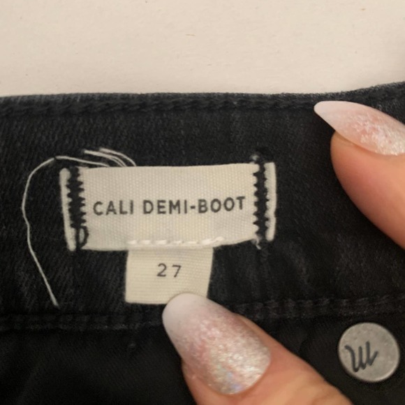 Madewell Cali Demi Boot Asymmetrical Hem Edition Denim Jeans Black Size 27 - Picture 6 of 9